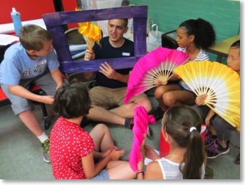 Newtown Creek Celebration 2013 Day 1 Small Groups Experimenting with Fans as Puppets